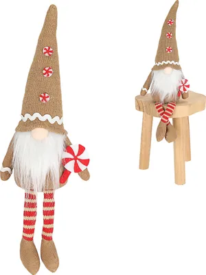 Produktbild von Wichtel 'Lollipop' Kantenhocker Polyester 18x50x10cm rot braun Kantensitzer Weihnachtswichtel mit Lolli Adventsdeko Weihnachtsdeko Plüschfigur Wichtelmann