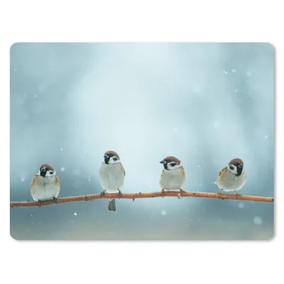 Produktbild von MuchoWow® Mauspad Mousepad Vögel - Spatz - Schnee - Winter 23x19 cm - Mousepads - Maus Mat - Pad - Mausunterlage - Schreibtischunterlage - Mauspad