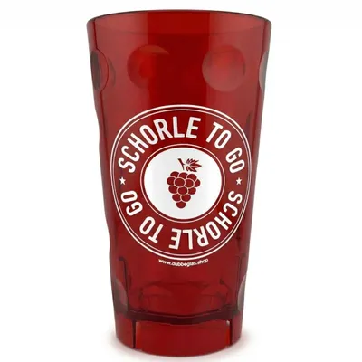 Produktbild von Schorle to go Dubbebecher 0,5 Liter (Rot) aus Plastik | Pfalz Dubbeglas & Pfälzer Schorlebecher aus Kunststoff (Polycarbonat)
