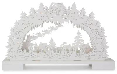 Produktbild von Riffelmacher Schwibbogen Winterlandschaft mit Schneemännern 44 x 25cm 76489 | Weiß