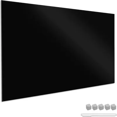 Produktbild von Navaris Magnettafel Magnetboard aus Glas - 90x60 cm Tafel magnetisch zum Beschriften - Magnetwand in Schwarz - inkl. Magnete Stift Halterung