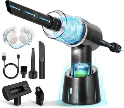 Image de Aspirateur à main en acier - Aspirateur à miettes sans fil - Adapté aux surfaces sèches et humides - Puissance d'aspiration extrême - Aspirateur à main de 60 cm