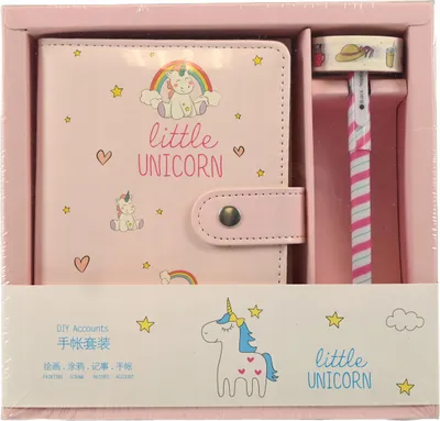 Produktbild von Notizbuch mit Stift Tagebuch Kinder Einhorn Motiv Kladde Schreibset Geschenk Mädchen Schule