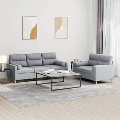 Image de Maison Exclusive - Ensemble de canapés 2 pièces avec coussins, tissu gris clair
