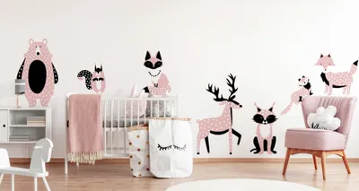 Produktbild von Muralo Wandsticker Waldtiere aus Punkten 75 x 150 cm Wandtattoo Wanddeko Aufkleber Set Kinderzimmer XXL