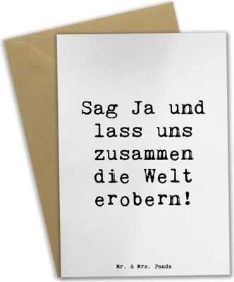 Produktbild von Mr. & Mrs. Panda Grußkarte Spruch Heiratsantrag Abenteuer - Weiß - Geschenk, Liebesmoment, Lebensweg, einladungskarten, hochzeitskarten, Heiraten, Heirat, Geschenke