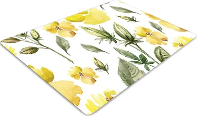 Produktbild von Stuhlunterlage Bürostuhlunterlage 120 cm x 90 cm Bodenmatte Bürostuhlunterlage - Gelbe Blumen