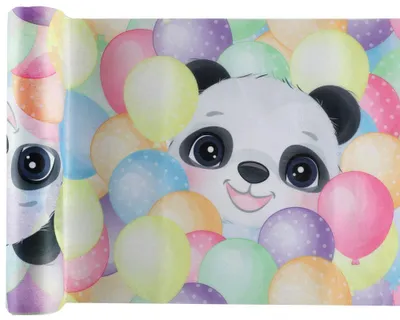 Produktbild von Tischläufer Vlies Panda Ballons Kindergeburtstag