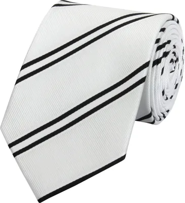Produktbild von Fabio Farini - 1 Stück verschiedenfarbige Helle Herren Schlips in 8cm Breit (8cm), Weiß/Schwarz