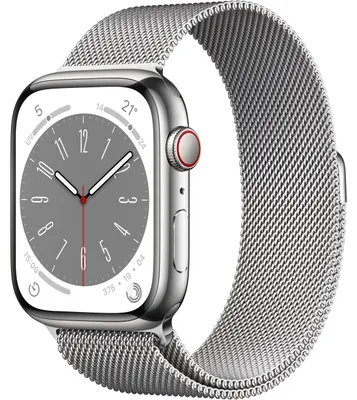 Produktbild von Apple Watch 8 4G 45mm Edelst. silber/Milanaise silber