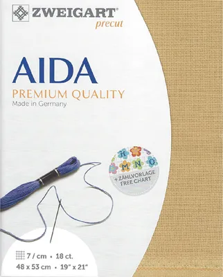 Zdjęcie produktu dla AIDA Zweigart Precut 18 ct. Aida 3793 kolor 3040 piaskowy, tkanina do haftu krzyżykowego 48x53 cm