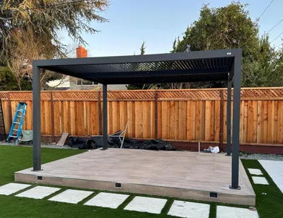 Produktbild von PURPLE LEAF Pergola 3x4,25m Wasserdicht Winterfest, Aluminium Pavillon mit Verstellbarem Lamellendach, Grau