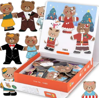 Produktbild von Viga Toys - VIGA Magnetpuzzle aus Holz Bärenfamilie