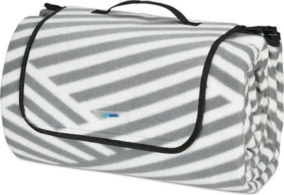 Produktbild von Famanu Picknickdecke 200 x 300 cm - Fleece - Wasserfest - Grau-Weiß