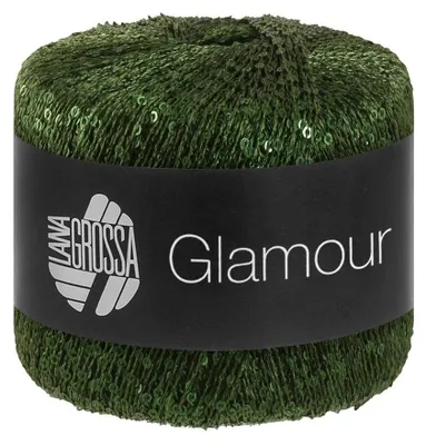 Produktbild von Lana Grossa GLAMOUR 25 g Beilaufgarn mit Pailletten für funkelnde Akzente 115 m Farbe 016 - Dunkelgrün