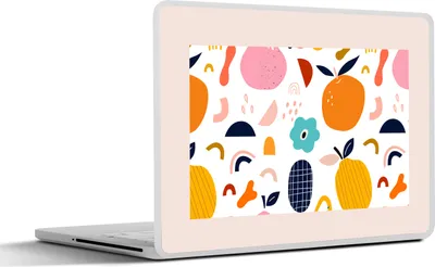 Produktbild von MuchoWow® Laptop Aufkleber Sticker Cover Blumen - Obst - Muster - Pastell - Rosa 30x22 cm - Laptop-Sticker