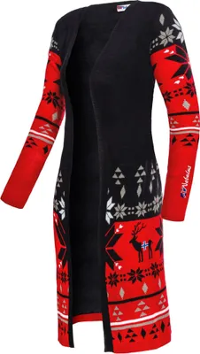 Produktbild von Nebulus Norweger Cardigan Strickjacke Mantel NOORS Damen, warme Strickjacke , Strickmantel im Norweger-Style , P6222 - Damen, schwarz-rot, XXL/44