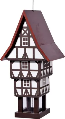 Produktbild von dobar Vogelfutterhaus "Zuckerhut" mit Futtersilo, Vogelhaus im Fachwerk-Stil, 20 x 18 x 41 cm