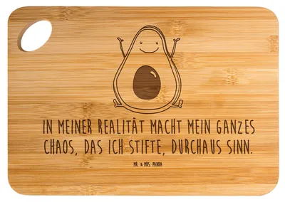 Produktbild von Mr. & Mrs. Panda holzschneidebrett Avocado Glücklich - Transparent - Geschenk, Freude, Chaos, Schneidebrett, Vegan, Frühstücksbrettchen, brotbrett, Hackbrett, Holzbrett
