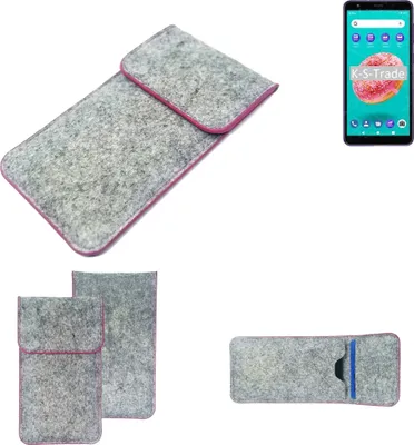 Produktbild von K-S-Trade Handy Schutz Hülle kompatibel mit ZTE Blade A3Y Schutzhülle Handyhülle Filztasche Pouch Tasche Case Sleeve Filzhülle hellgrau pinker