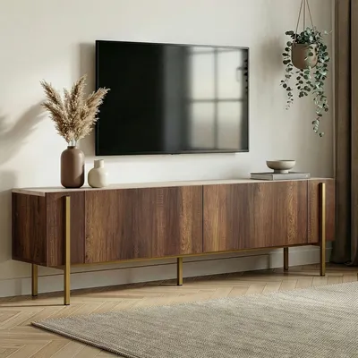 Obrázok produktu pre Skye Decor, kvalitný stojan na televízor (3 kusy) – travertín a barokový orech | 100% melamín
