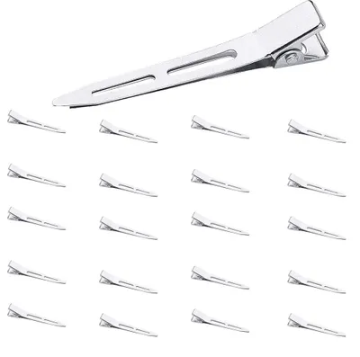 Produktbild von 20 silberne Entenschnabel-Haarspangen, 5,5 cm lange Haarspangen, Krokodilklemmen, Metallhaarspangen für Haarnadeln, Haarspangen für Damenfrisuren, DIY-Frisuren für Mädchen
