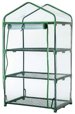 Produktbild von Foliengewächshaus Balkon Gewächshaus 126x70x50cm HxBxT, 3 Regale Treibhaus, Terrasse Anzuchthaus platzsparend, PVC transparent, Menge:1 Stück
