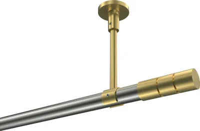 Produktbild von Interdeco Gardinenstange / Vorhangstange Edelstahl-Optik / Messing-Optik, Typ Sonette Elanto (Rillenzylinder) ohne Ringe, Deckenmontage, 20 mm Ø 1-läufig, 280 cm