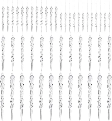Produktbild von Eisglitzer-Hänger zur Dekoration des Weihnachtsbaums – Transparent – Set mit 48 Stück – Eisglitzer-Ornament zur Weihnachtsbaumdekoration