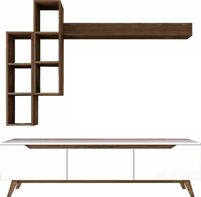 Immagine prodotto di Dmora Parete Attrezzata Atax 35x180x48.6h cm Bianco, 9 Vani 3 Ante