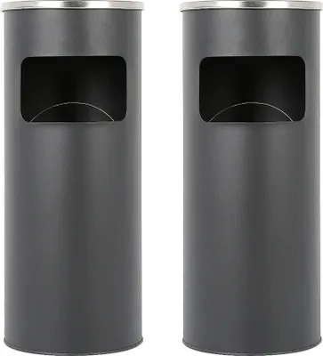 Produktbild von 2x Standaschenbecher Aschenbecher mit Mülleimer Aschenbecher für draußen 25x25x60cm Anthrazit