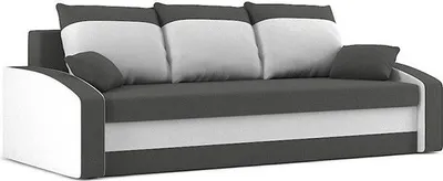 Produktbild von Couch HEWLET 220x90 mit Schlaffunktion - Schlafcouch mit Bettkasten - STOFF MIKRO 27 + MIKRO 31 Hellgrau&Weiß