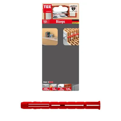 Produktbild von TOX 009 700 051, Schrauben- & Dübelsatz, Beton, Kunststoff, Rot, 8 mm, 90 mm