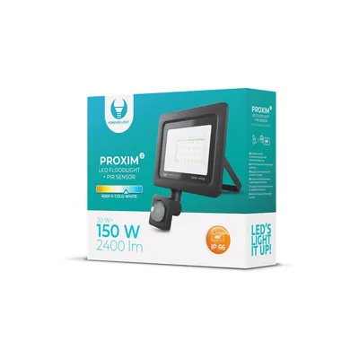 Obrázok produktu pre Reflektor LED 30W+PIR 6000K čierny FOREVER IP65 PR2