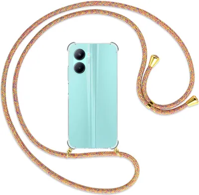 Produktbild von Handykette Backcover-Schutzhülle mit Band (Metall goldfarben) für Realme C33 (RMX3624, 6.5'') - Rainbow