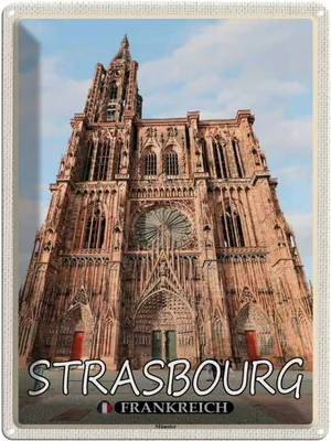 Produktbild von vianmo Blechschild 40x30 cm Strasbourg Frankreich Münster Abenteuer Reisen Urlaub