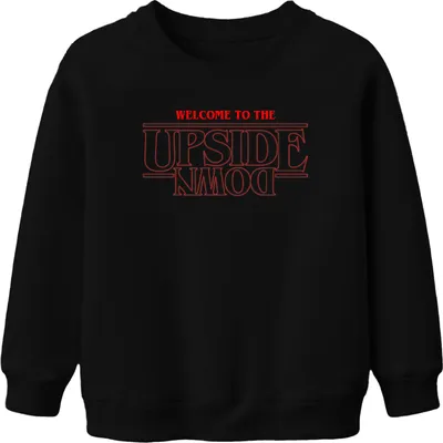 Produktbild von WELCOME TO THE UPSIDE DOWN Stranger Horror 80s Retro Demogorgon Uni Kinder Sweatshirt Pullover, Schwarz, 152