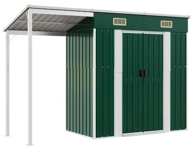 Produktbild von Gartenschuppen aus verzinktem Stahl – 277 x 157 x 181 cm – mit Satteldach – Metallschuppen