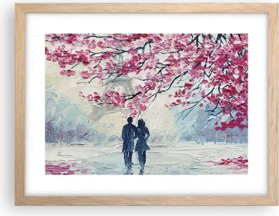 Produktbild von Gerahmtes Poster - Rahmen in heller Eiche - Paar Paris Baum - 40x30 cm - Wand Bild - Wanddeko - Wandbilder - Kunstposter - Wandposter - Bilderrahmen - Bilder - Kunstdruck - Wandbild - P2NAA40x30-4211