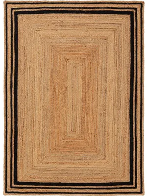 Produktbild von Juteteppich Jutta Bordüre Rechteckig Schwarz 60x100 cm