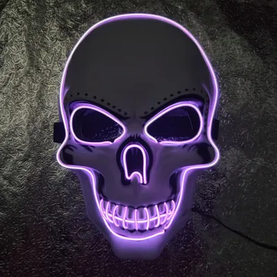 Immagine prodotto di Maschera di Halloween con luci LED, testa di fantasma spaventoso, maschera luminosa, mascherata, feste, maschera, carnevale, travestimento, decorazione costume cosplay