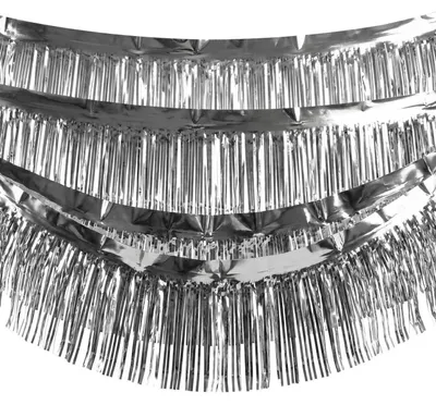 Image de Guirlande décorative argentée, 4 pièces, dimensions : 300 x 30 cm