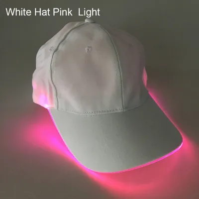 Produktbild von Mode Uni einfarbige LED leuchtende Baseballmütze Weihnachtsfeier Schirmmütze-weißer Hut rosa Licht