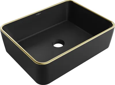 Immagine prodotto di Mexen Catia lavabo da appoggio 48 x 37 cm, nero opaco/bordo dorato - 21314875