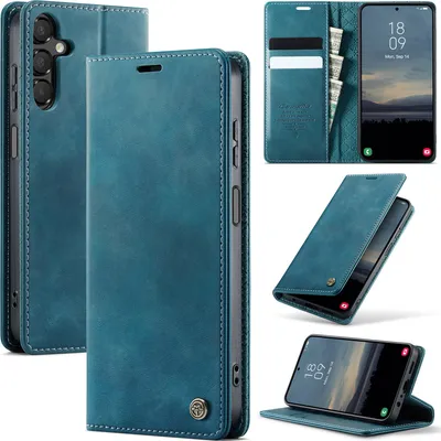 Produktbild von Handyhülle für Samsung Galaxy A14 5G/4G Hülle Leder mit RFID Schutzhülle Klapphülle Magnet Kartenfach Standfunktion Blau
