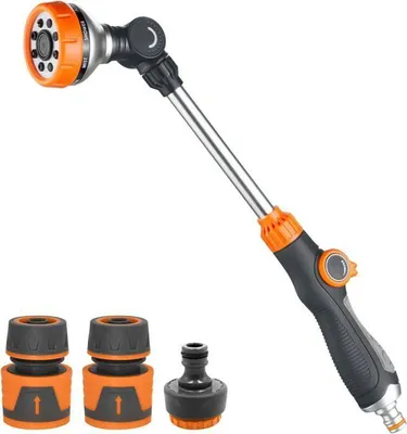 Obrázek produktu pro Zahradní postřikovač, 47 cm dlouhá zavlažovací tyč s 8 nastavitelnými postřikovacími vzory, zahradní postřikovač, konve se 2 hadicovými tryskami