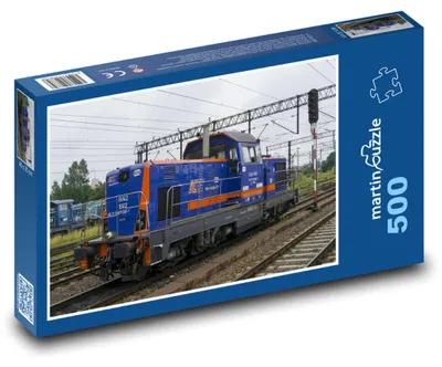 Obrázok produktu pre Puzzle 500 Modrá Lokomotíva na Koľajniciach - martinpuzzle