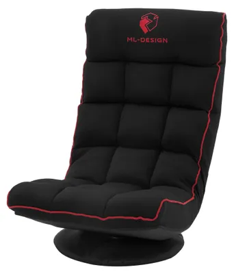 Produktbild von ML-Design Gaming Bodenstuhl Schwarz-Rot, verstellbare Rückenlehne, Gaming Sessel 360° Drehbar Klappbar, Relaxsessel mit Kopfstütze Bodensessel