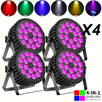 Image de Projecteur LED Par - Éclairage de scène - Éclairage de fête - Lumière de discothèque - Projecteur de scène - LED RGBWA + UV 6 en 1