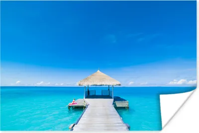 Produktbild von MuchoWow® Poster Meer - Pier - Hütte 30x20 cm - Plakate - Print
